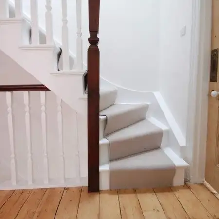 timber staircase with center carpet: Click Here To View Larger Image