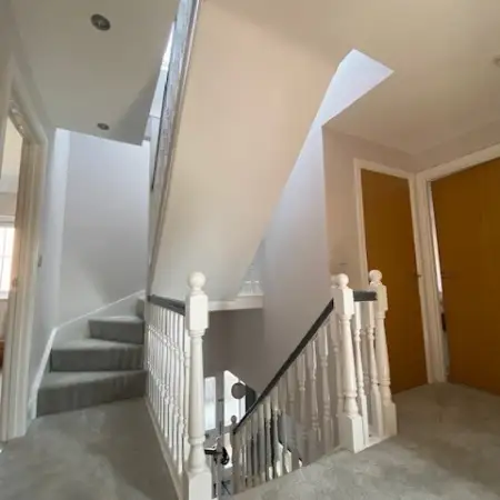 Open staircase with a double handrail: Click Here To View Larger Image