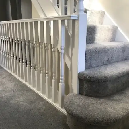 open plan landing with double bull nose treads: Click Here To View Larger Image